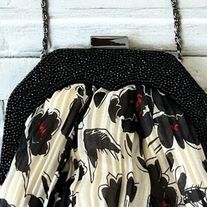 Kate Landry Black and White Floral Clutch/Shoulder Bag